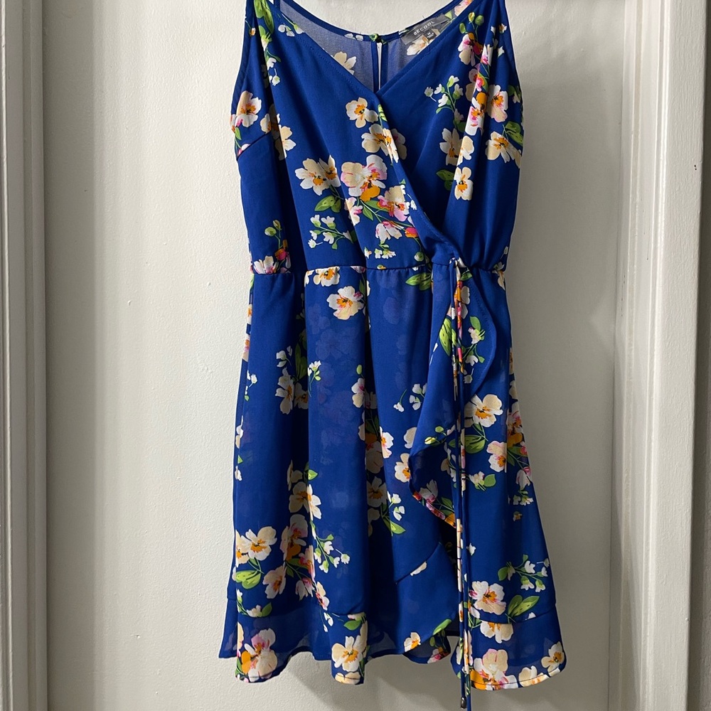 Floral Blue Wrap Dress
